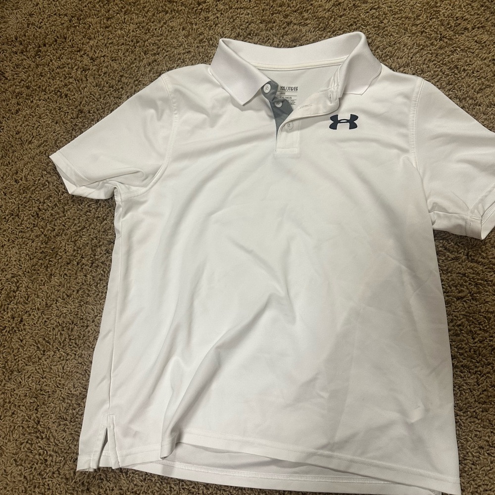 Under Armour White Polo Shirt Boys